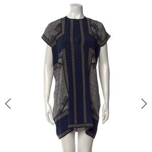 Vince Geometric Print Silk Mini Dress, Small.